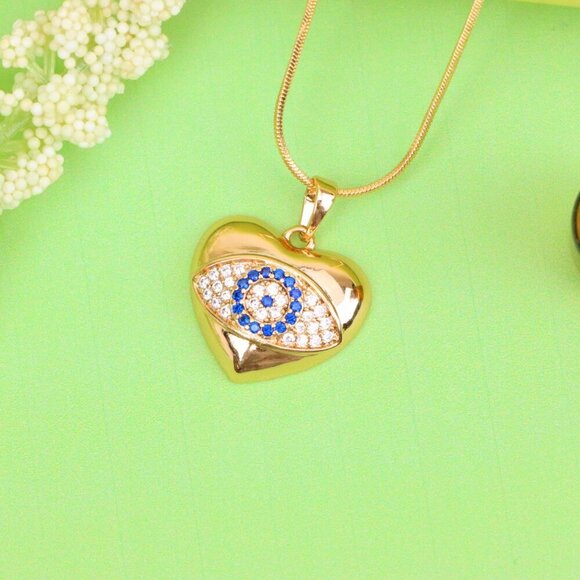 "Heart Shape Evil Eye Pendant in Rose Gold Finish, XPPT1576 - Picture 13 of 13